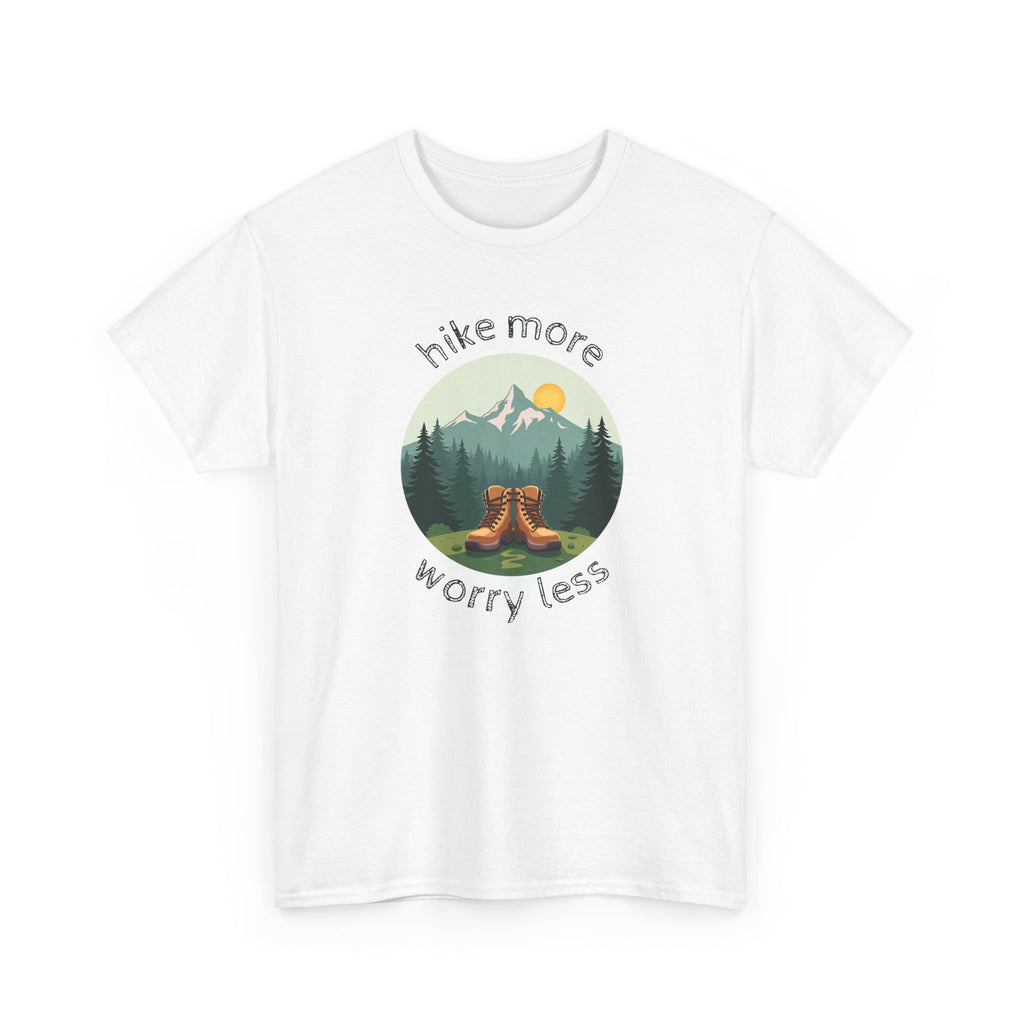 Hike More Worry Less T-Shirt — Nature Hiking Graphic Tee
