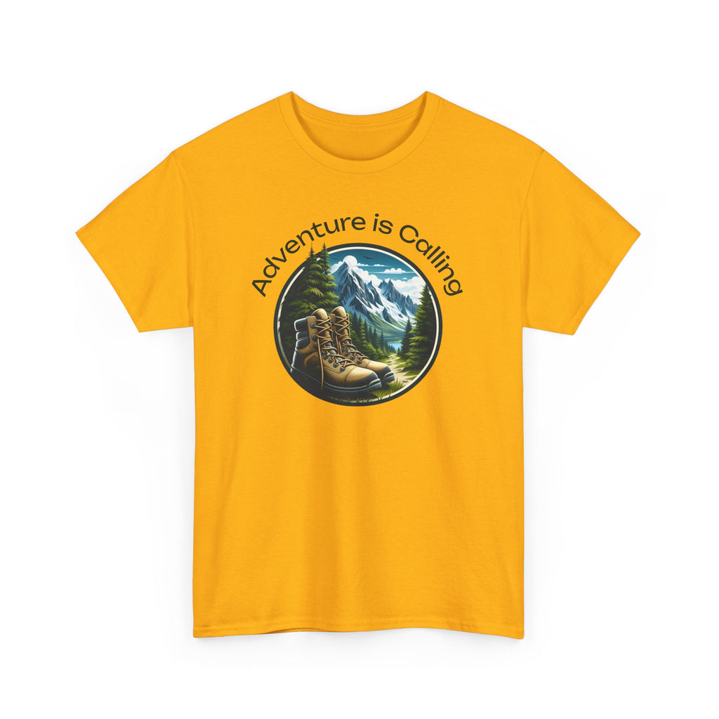 Adventure Is Calling Hiking T‑Shirt — Mountain Boots Outdoor Tee