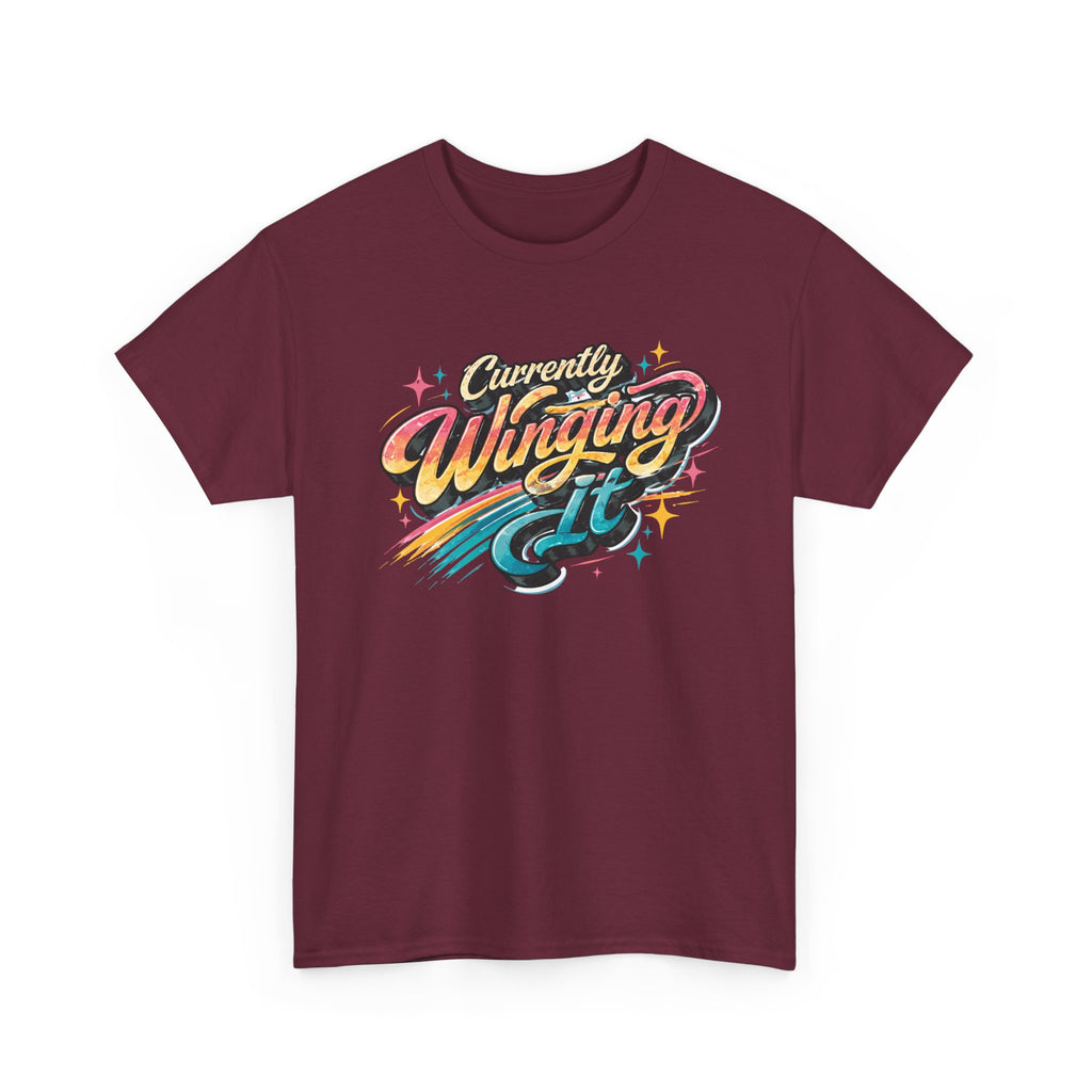 Currently Winging It Graphic Tee — Retro Script Casual Shirt
