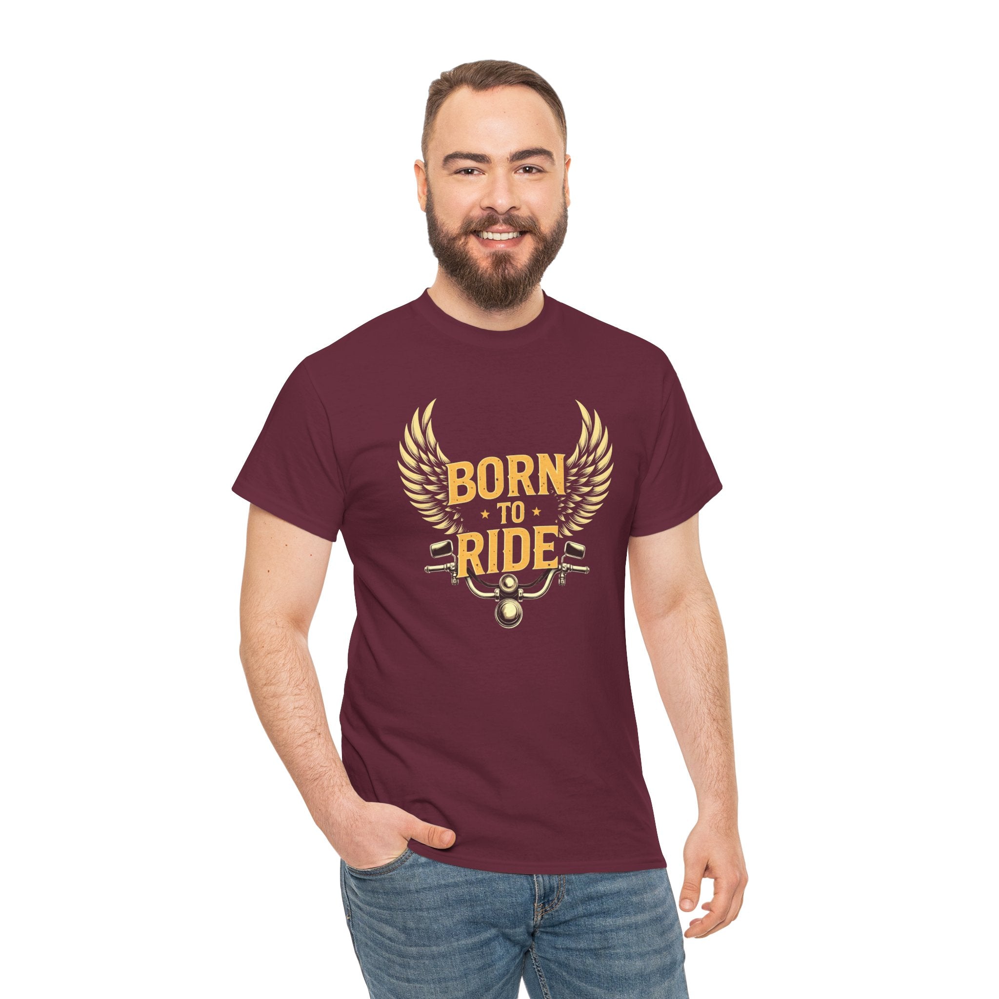 Born to Ride T‑Shirt — Motorcycle Wings Graphic Tee