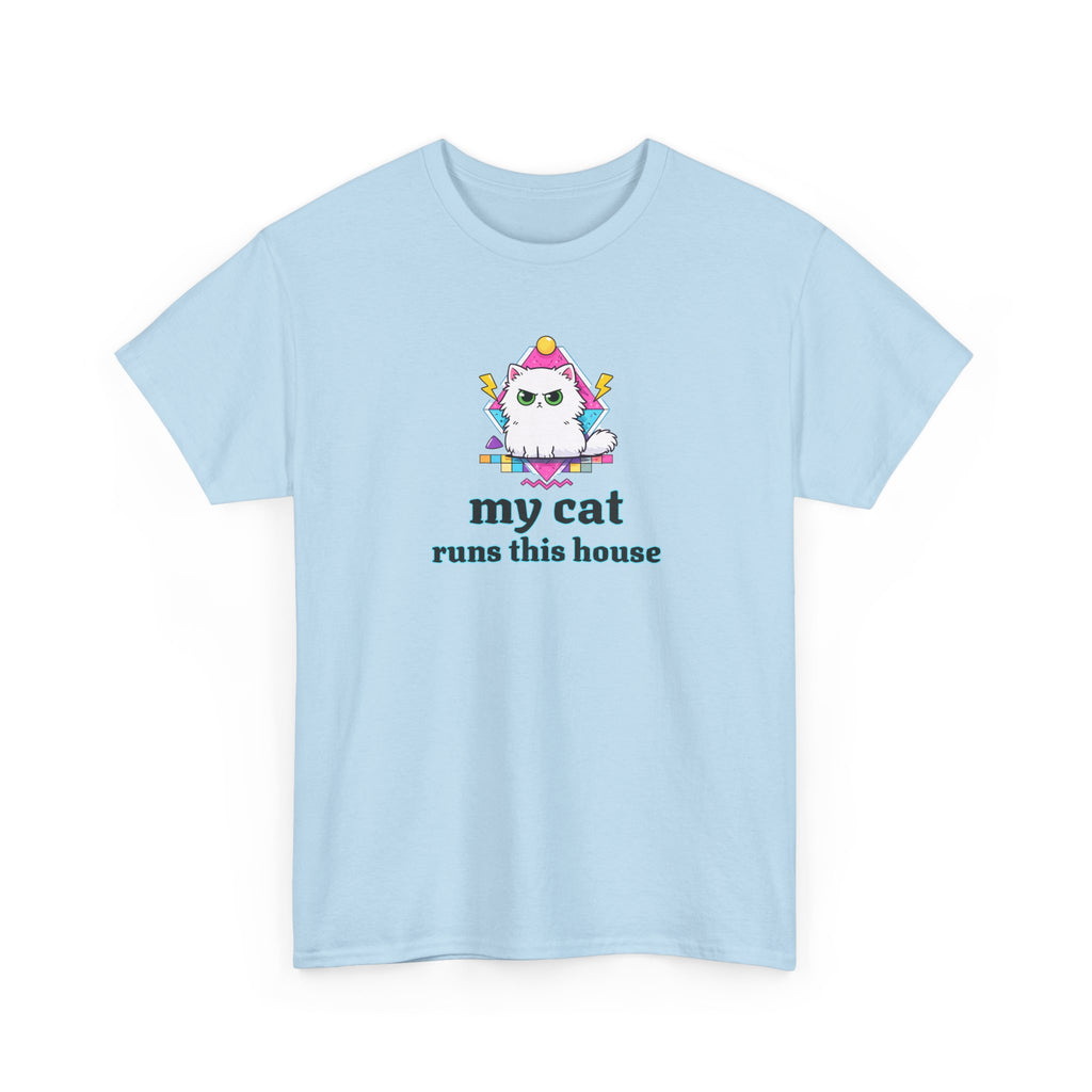 My Cat Runs This House T-Shirt — Cute Cat Graphic Tee for Cat Lovers