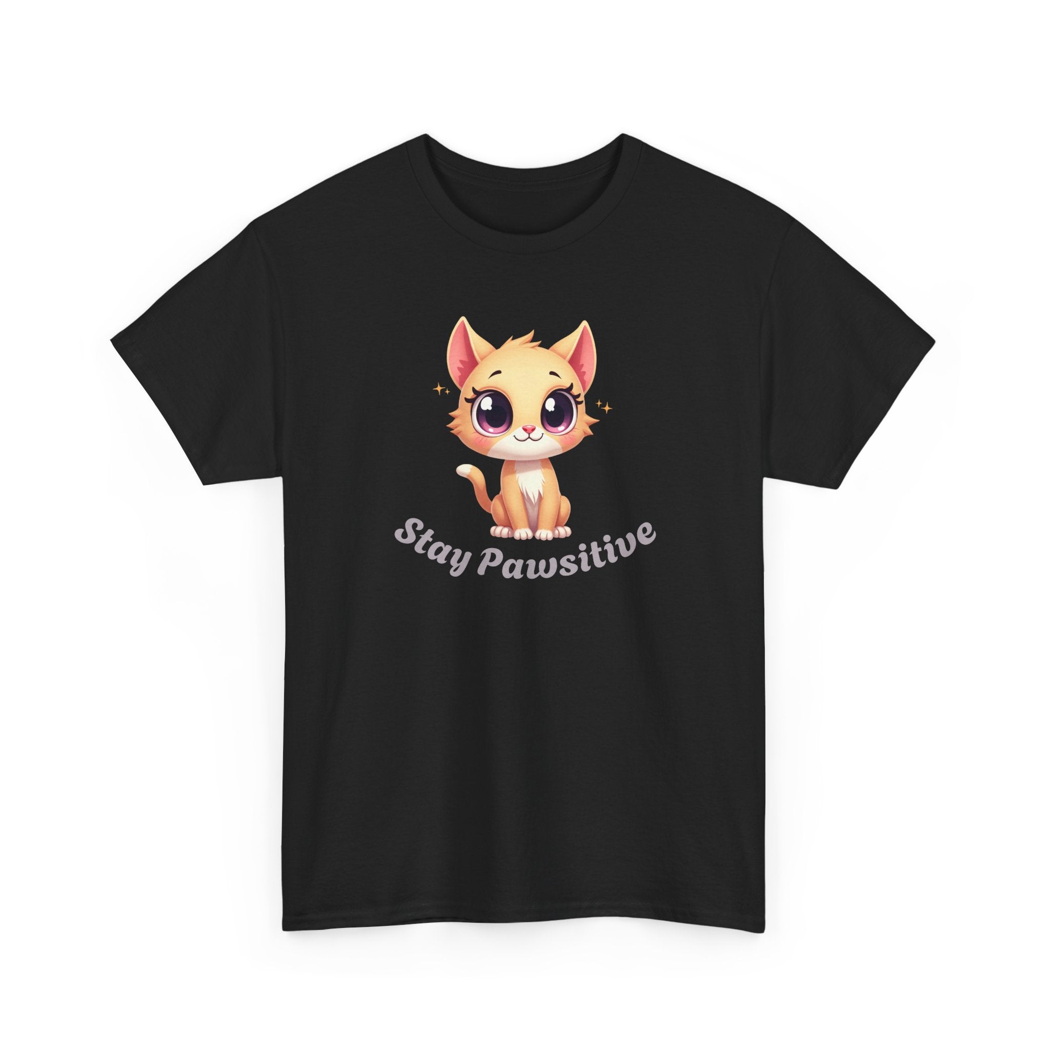 Stay Pawsitive Tee — Cute Kitten Graphic T-Shirt
