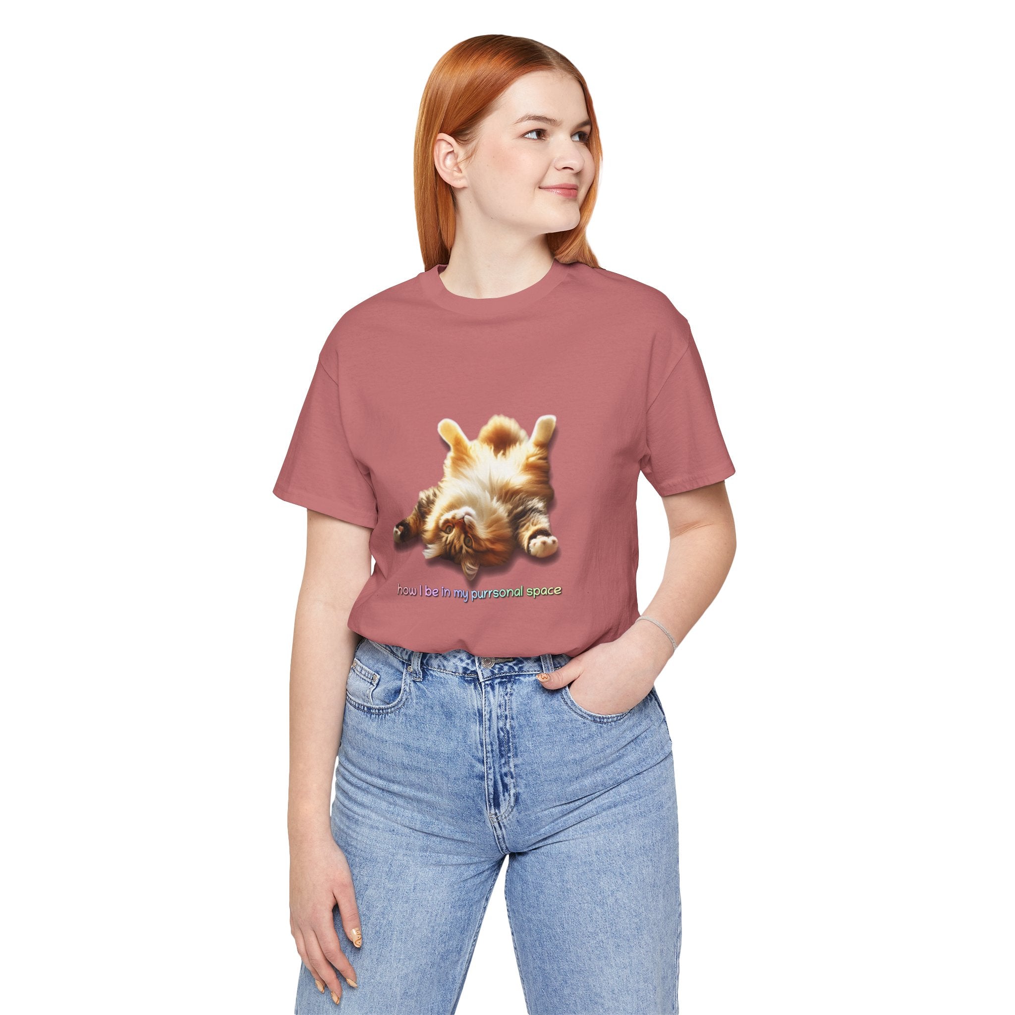 Cat Nap T‑Shirt — "How I Be In My Purrsonal Space" Cute Relaxed Cat Graphic Tee