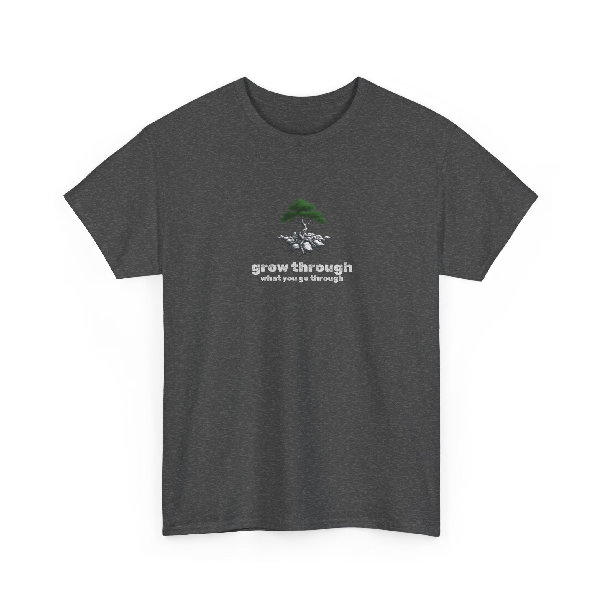 Grow Through What You Go Through Tee — Minimal Bonsai Tree Inspirational T-Shirt