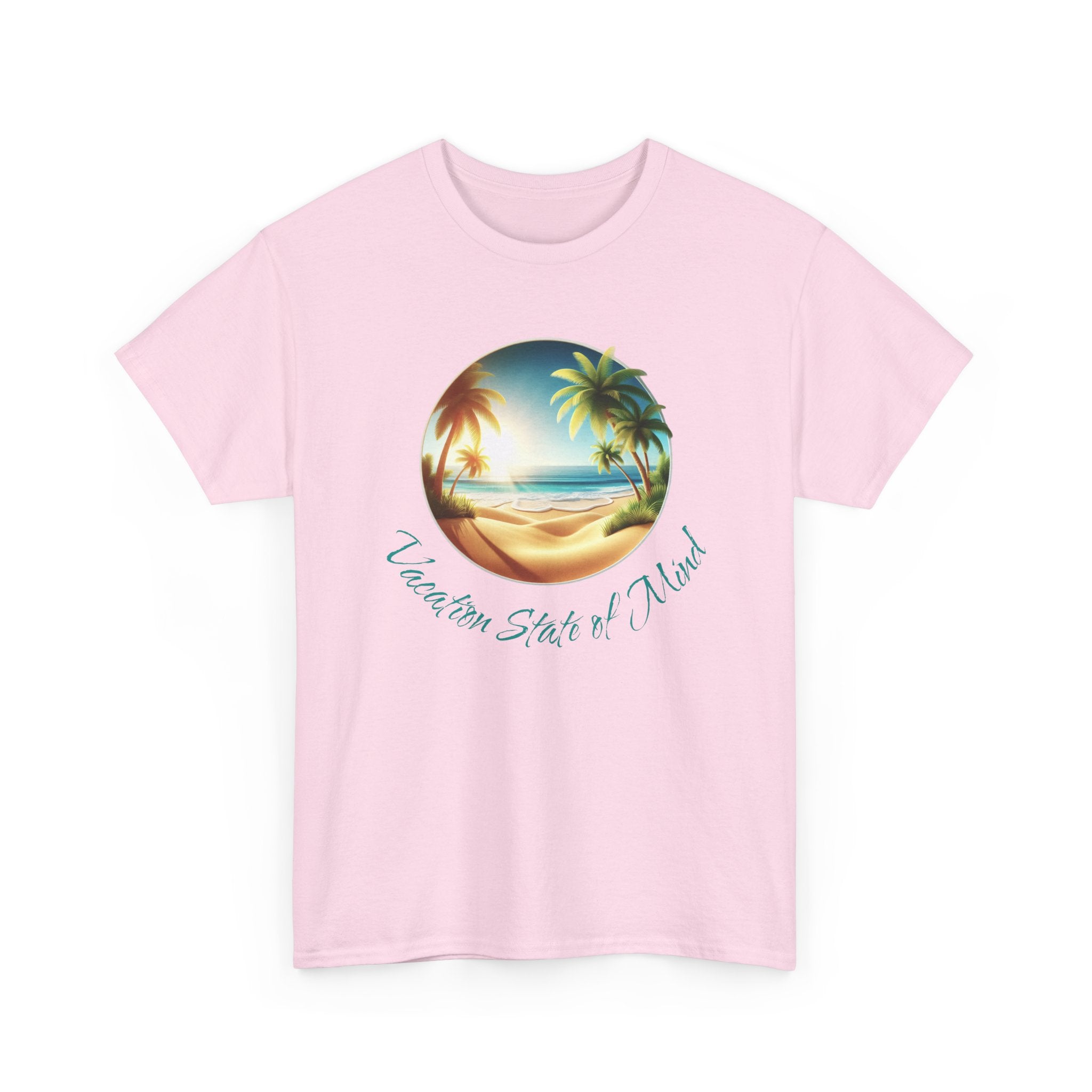 Beach Scene Tee — 'Vacation State of Mind' Tropical Palm Graphic T-Shirt