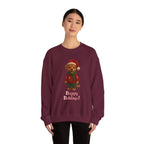 Crewneck Sweatshirt — Cute Puppy in Santa Outfit “Happy Holidays!” Christmas Sweater