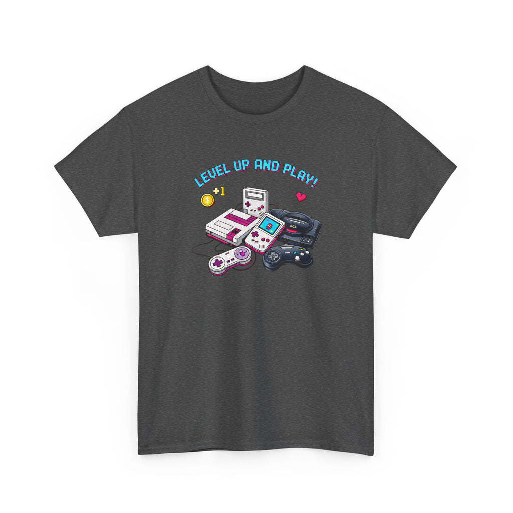 Level Up Retro Gaming T‑Shirt — Vintage Game Console Graphic Tee