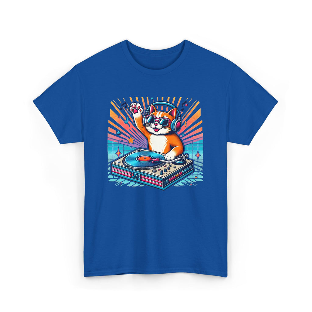 DJ Cat Turntable T-Shirt — Retro Music Cat Graphic Tee