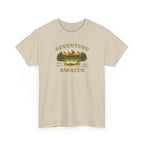 Adventure Awaits T-Shirt — Vintage Mountain Canoe Graphic Tee