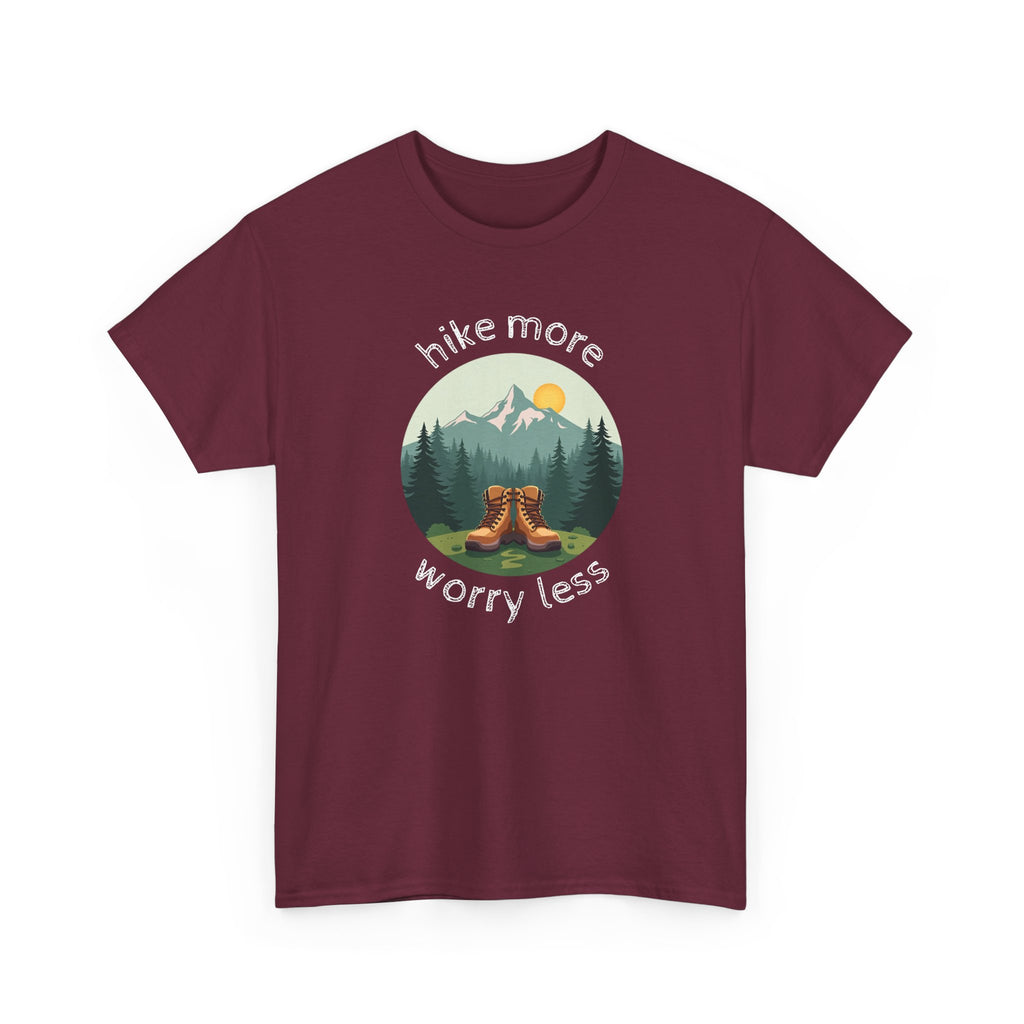 Hike More Worry Less T-Shirt — Nature Hiking Graphic Tee