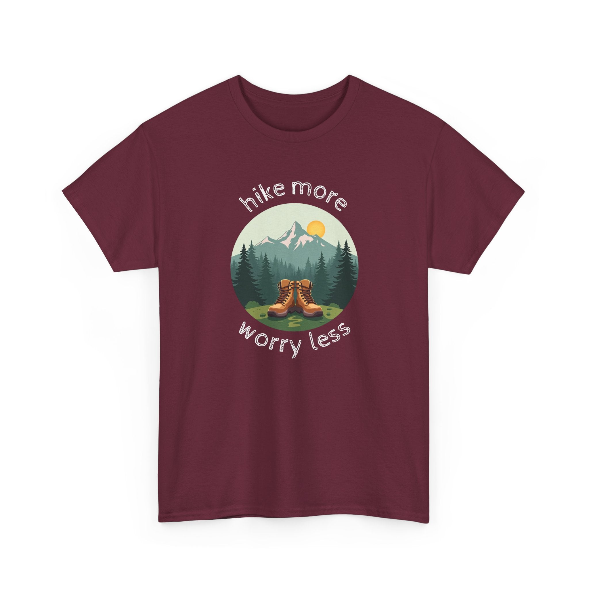 Hike More Worry Less T-Shirt — Nature Hiking Graphic Tee