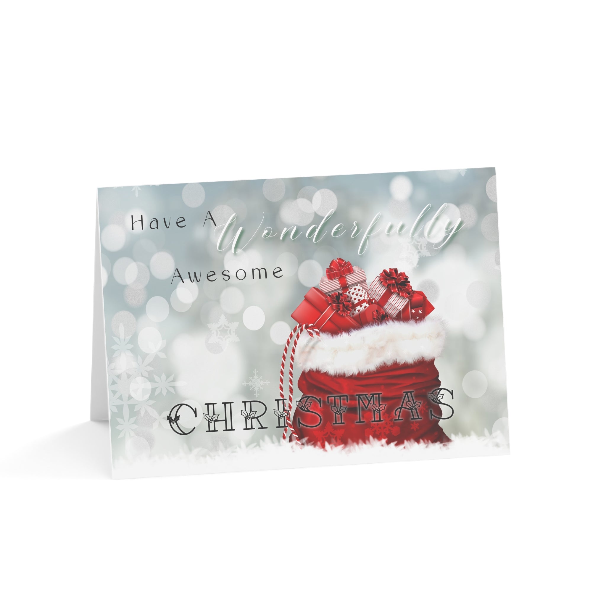 Christmas Greeting Cards — "Have a Wonderfully Awesome Christmas" Holiday Card Pack (1, 10, 30, 50 pcs)