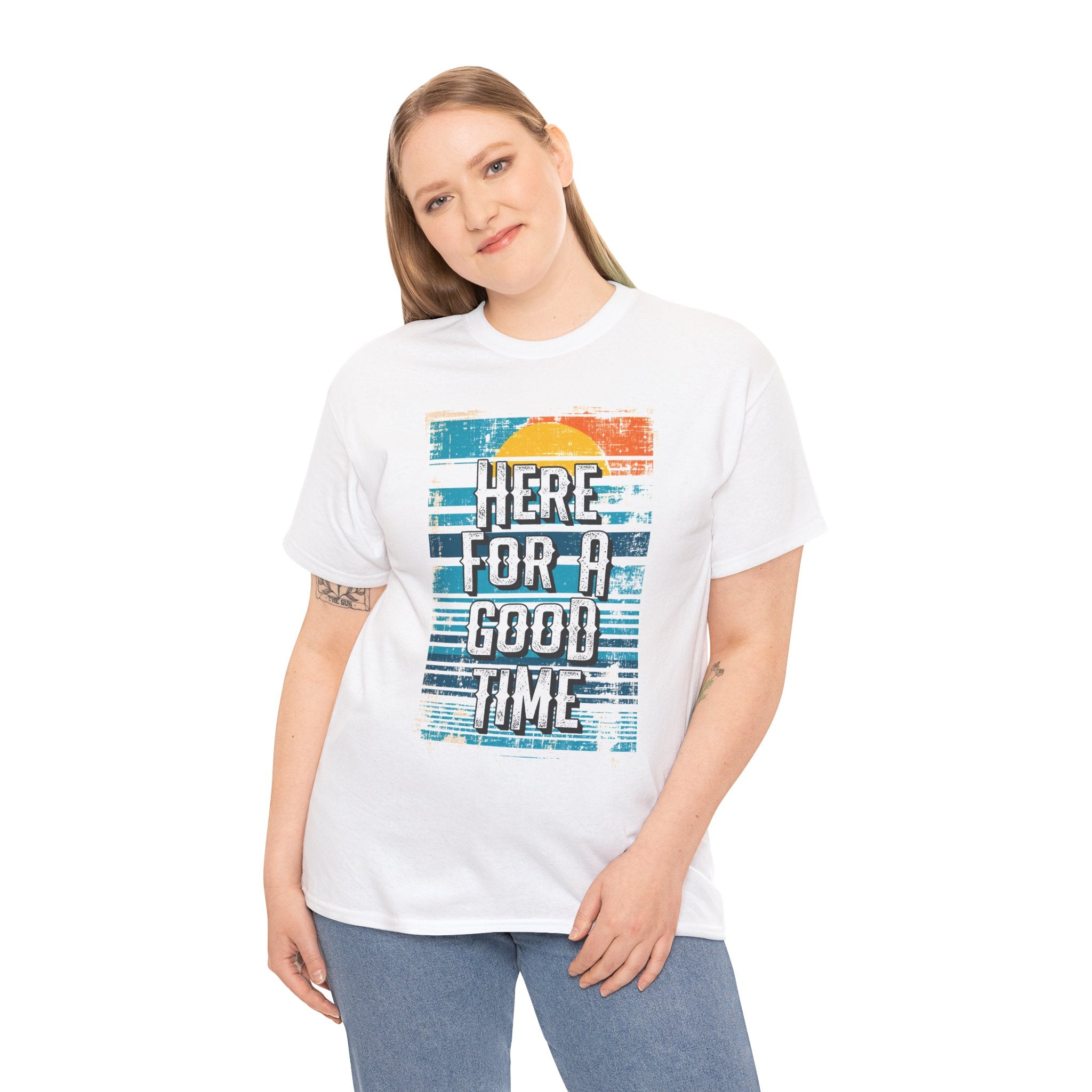 Here For A Good Time Tee — Retro Sunset Graphic T-Shirt