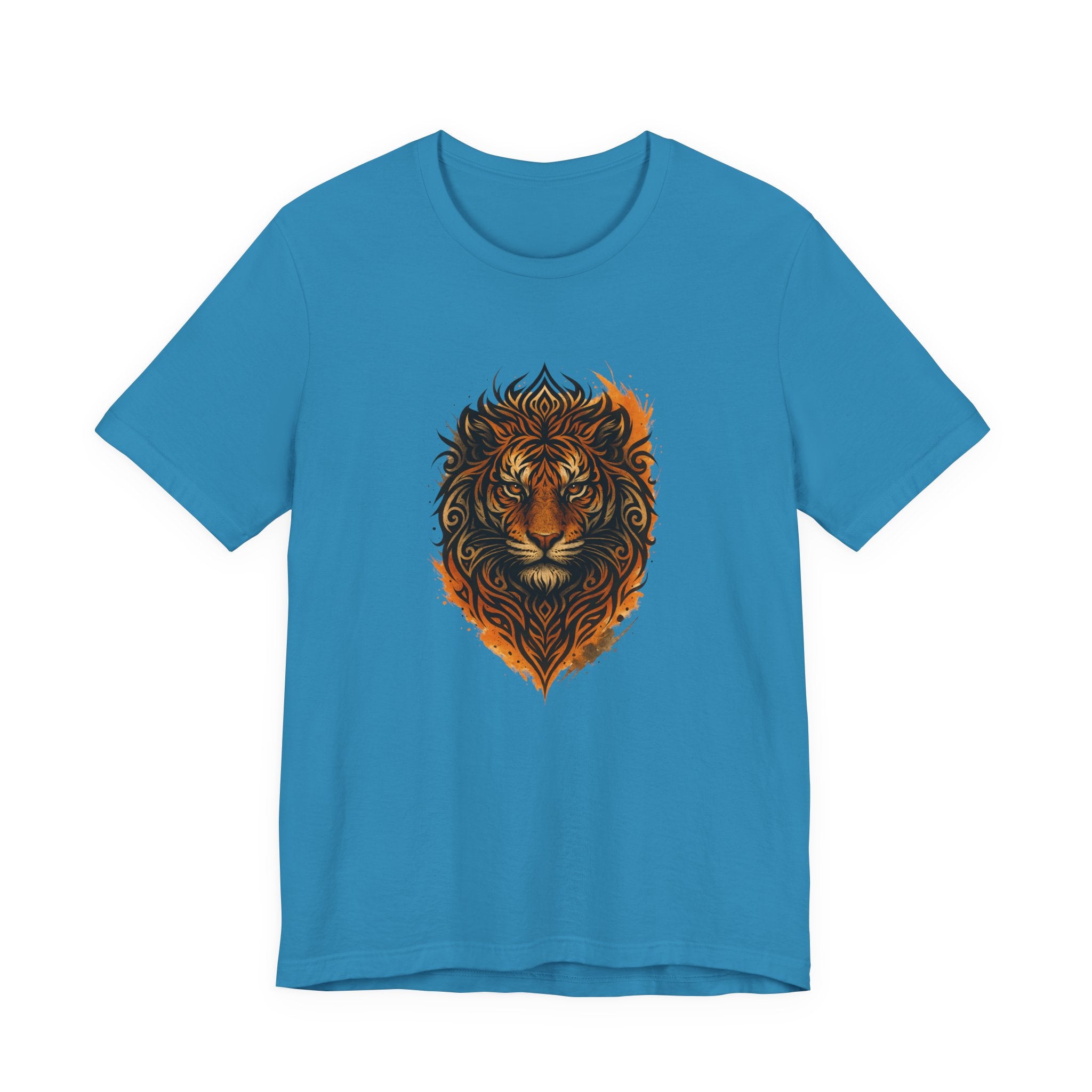 Tiger Flame Graphic T-Shirt — Tribal Tiger Head Design