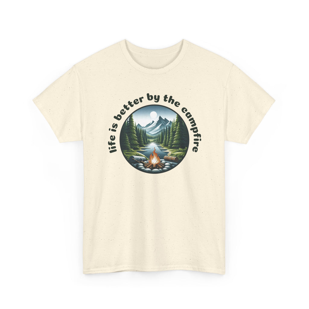 Campfire T-Shirt — "Life Is Better by the Campfire" Scenic Outdoor Tee