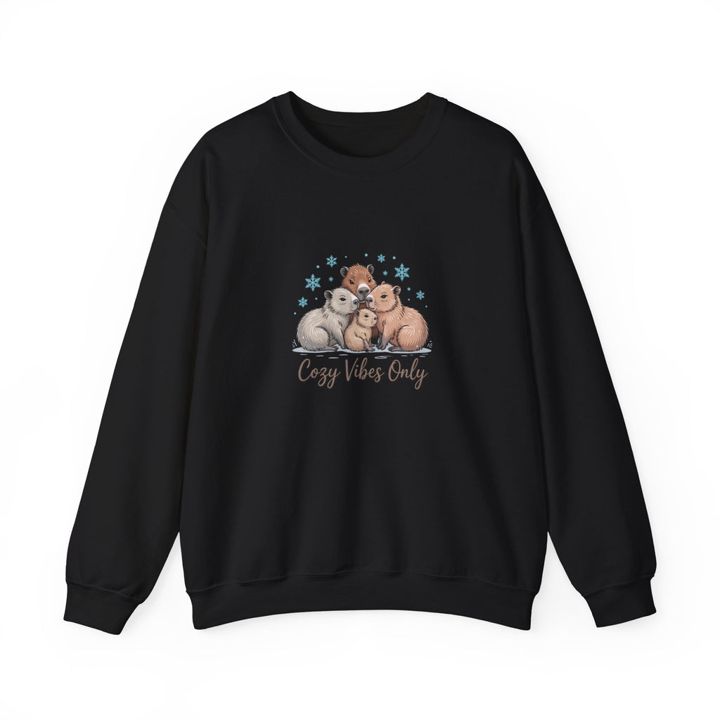 Cozy Vibes Only Sweatshirt — Cute Hugging Capybaras Crewneck