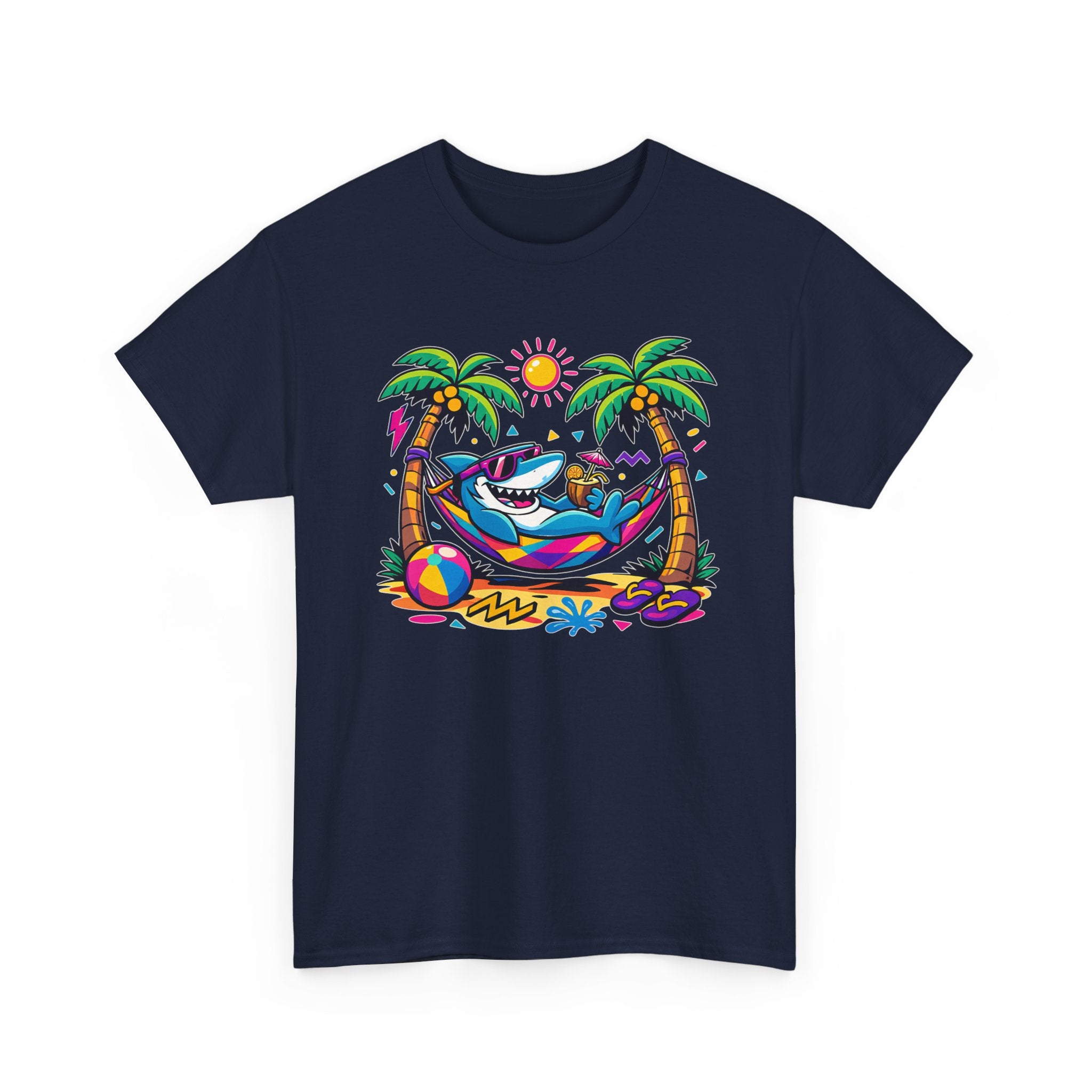 Beach Shark Hammock T‑Shirt — Tropical Summer Vibes Graphic Tee