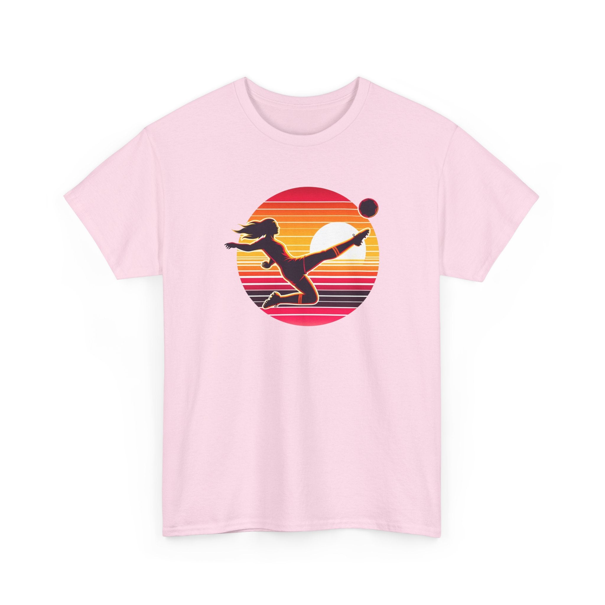 Football Soccer Silhouette Tee — Retro Sunset Football T-Shirt