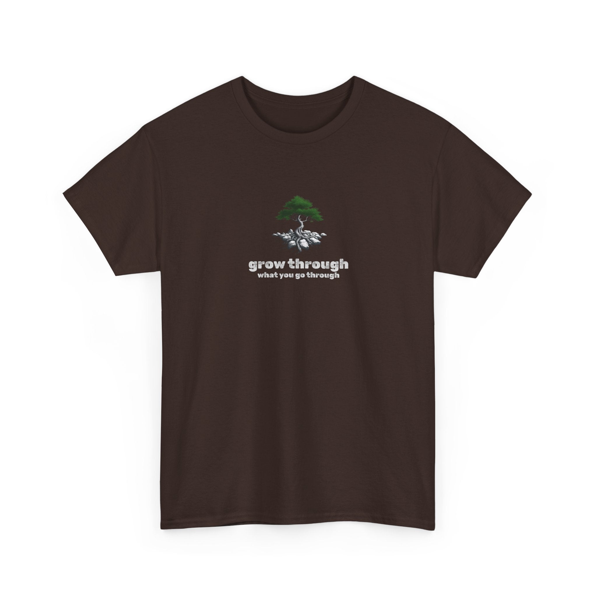 Grow Through What You Go Through Tee — Minimal Bonsai Tree Inspirational T-Shirt
