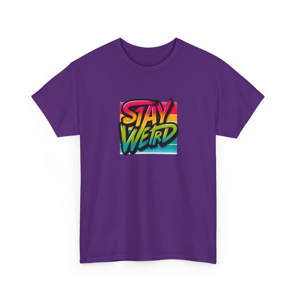 Stay Weird T-Shirt — Retro Rainbow Typography Tee