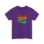 Stay Weird T-Shirt — Retro Rainbow Typography Tee