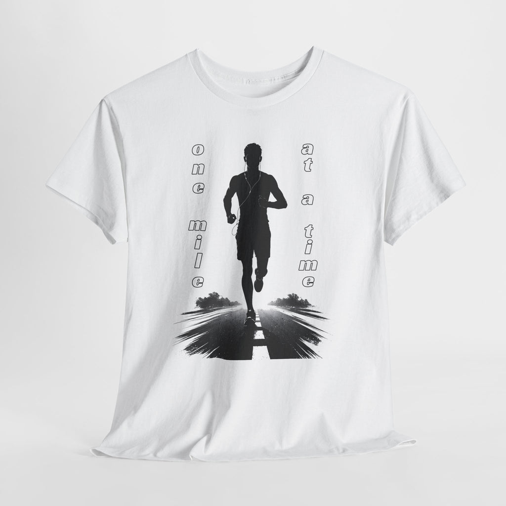Running Silhouette T‑Shirt – One Mile At A Time Graphic Tee