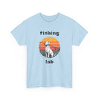Fishing Lab T-Shirt — Retro Sunset Labrador Fishing Tee for Dog Lovers
