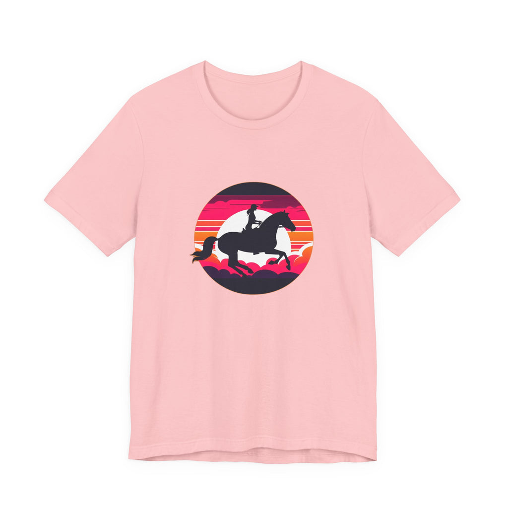 Woman Horse Riding Retro Sunset Tee