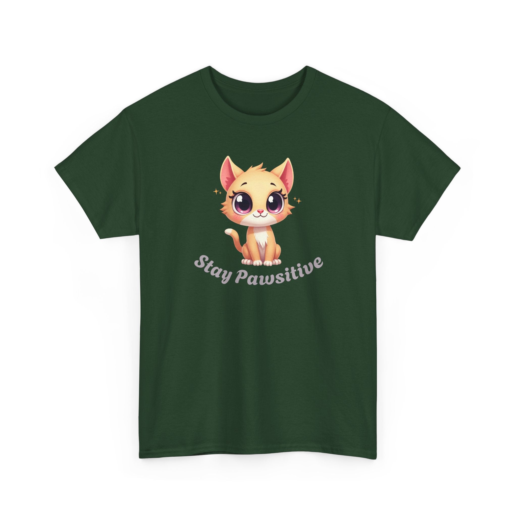 Stay Pawsitive Tee — Cute Kitten Graphic T-Shirt