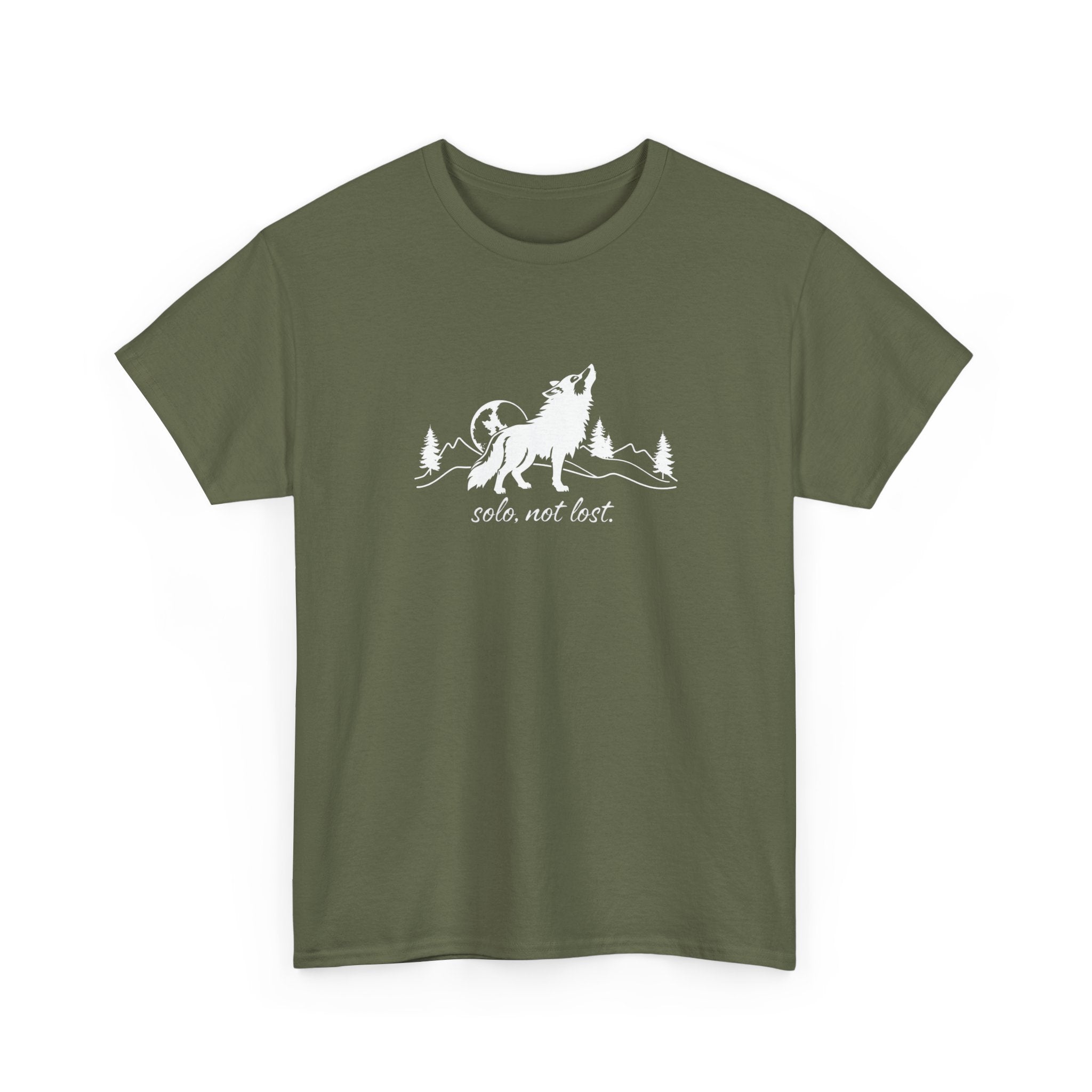 Howling Wolf T-Shirt — 'Solo, Not Lost' Mountain Graphic Tee
