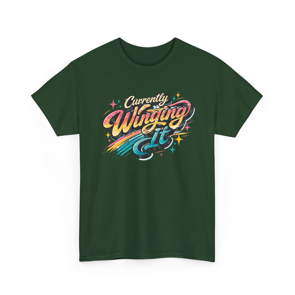 Currently Winging It Graphic Tee — Retro Script Casual Shirt