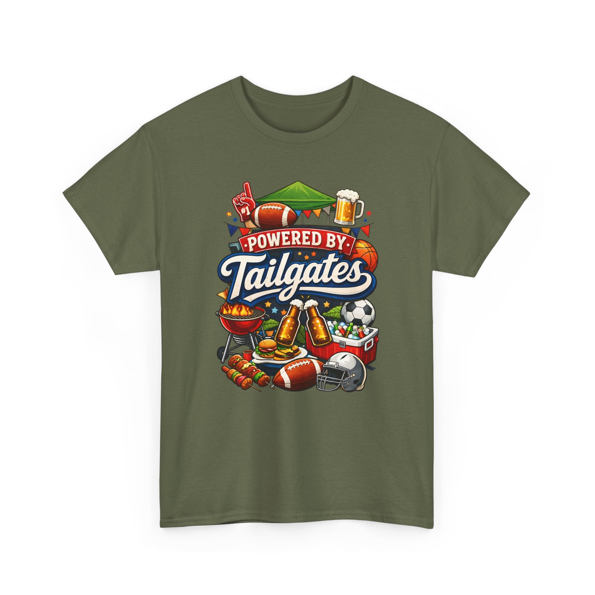 Powered By Tailgates T‑Shirt - Graphic Tee For Sports Fans