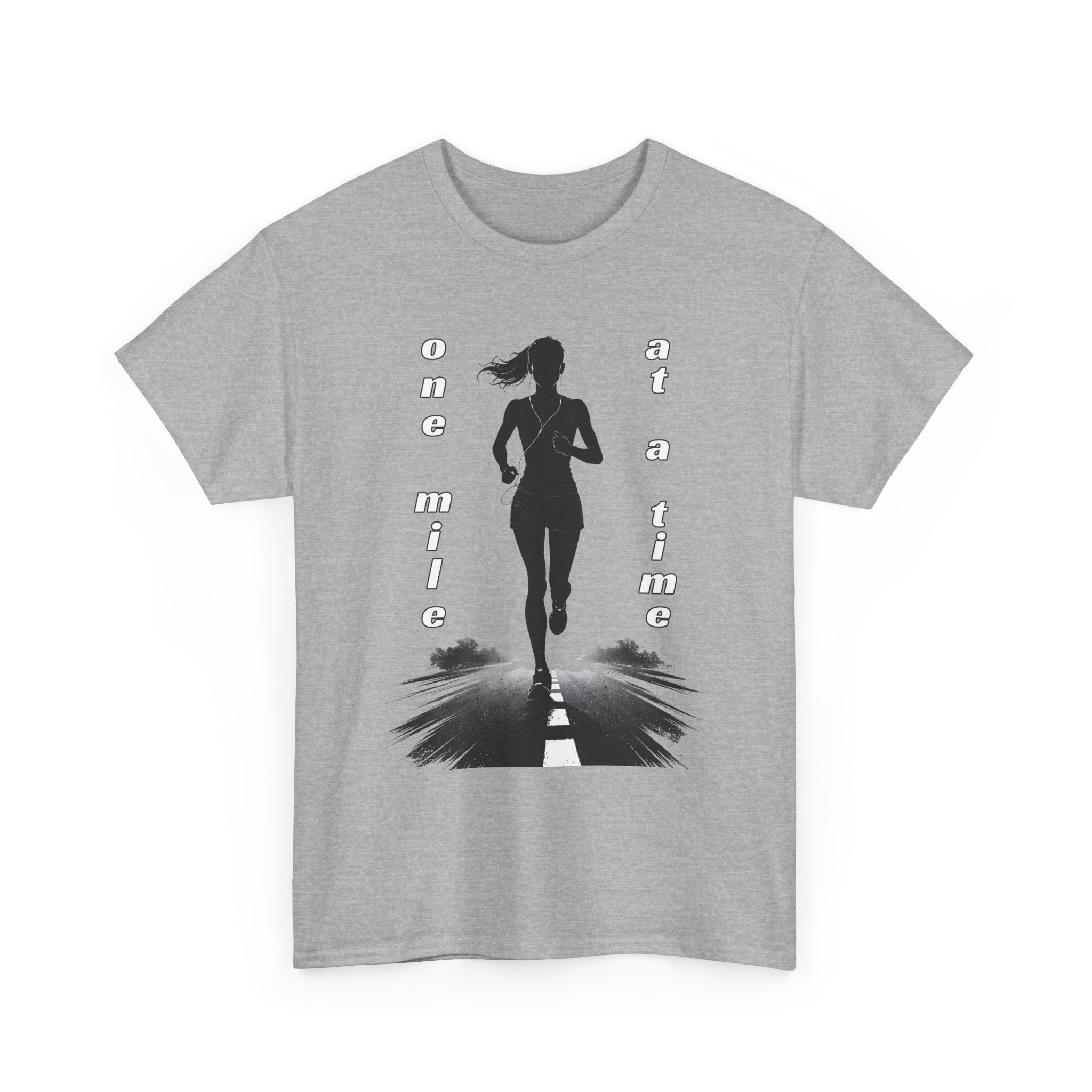 Woman Running Silhouette T‑Shirt – One Mile At A Time Graphic Tee