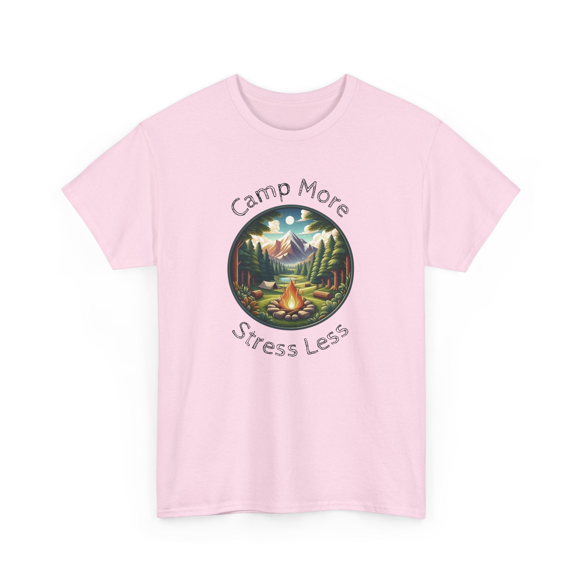 Camp More Stress Less T-Shirt — Outdoor Camping Nature Graphic Tee