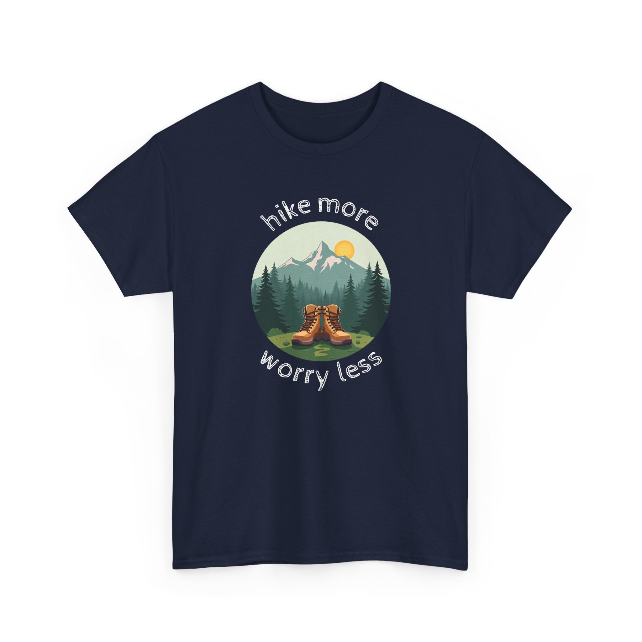 Hike More Worry Less T-Shirt — Nature Hiking Graphic Tee