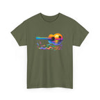 Guitar Sunset T-Shirt — Retro Tropical Sunrise Music Tee
