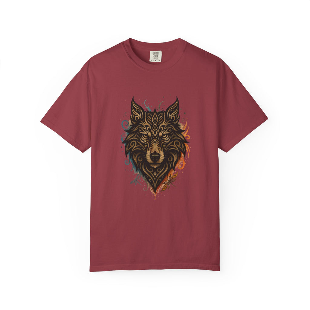 Wolf Head Graphic T-Shirt — Intricate Tribal Wolf Art Tee