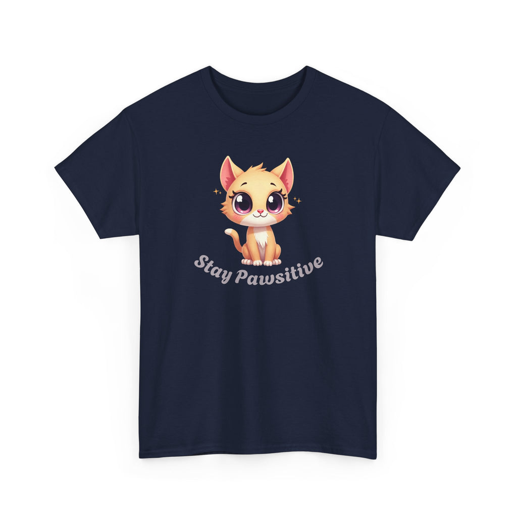 Stay Pawsitive Tee — Cute Kitten Graphic T-Shirt