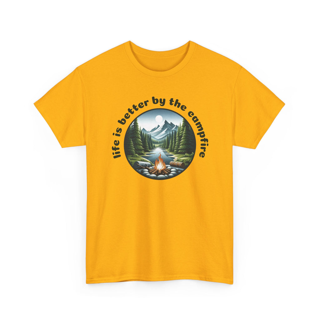 Campfire T-Shirt — "Life Is Better by the Campfire" Scenic Outdoor Tee