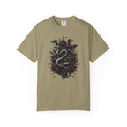 Snake Crest T-Shirt — Gothic Serpent Floral Graphic Tee