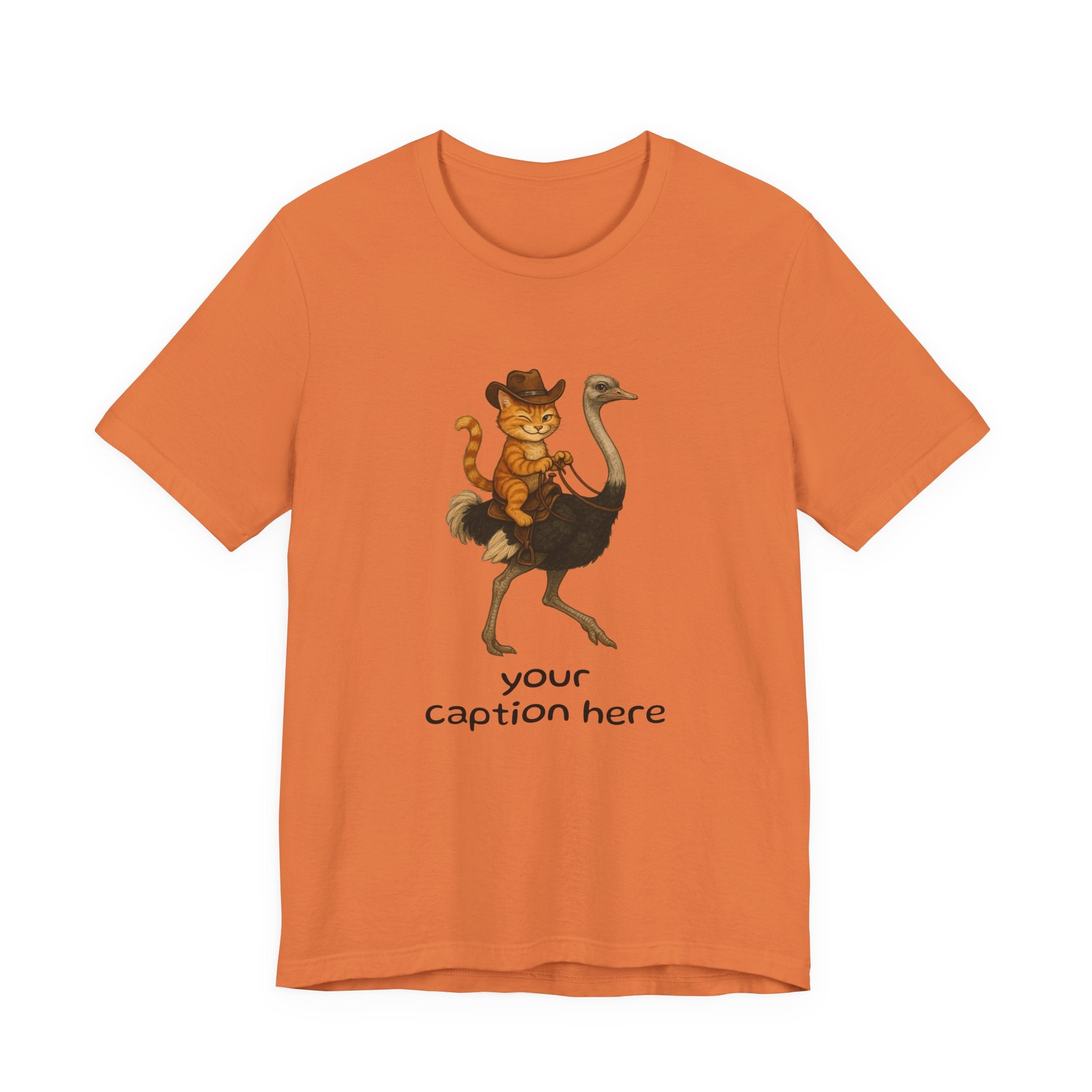 Cat Cowboy Riding Ostrich T-Shirt – Whimsical Western Animal Tee
