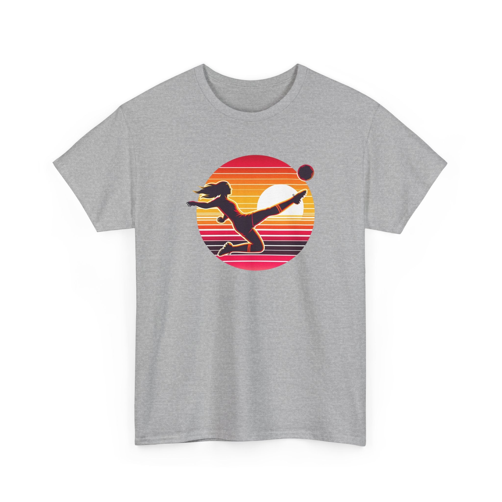 Football Soccer Silhouette Tee — Retro Sunset Football T-Shirt