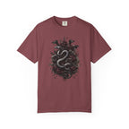 Snake Crest T-Shirt — Gothic Serpent Floral Graphic Tee