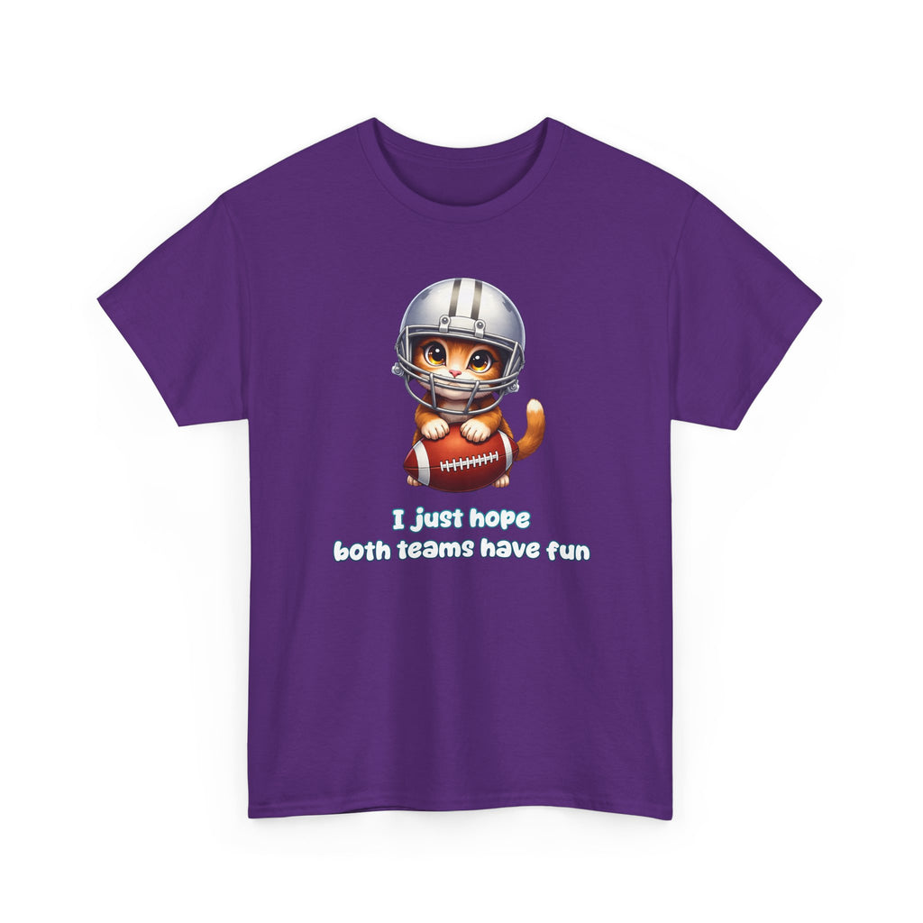 Cute Cat Football T-Shirt — "I just hope both teams have fun"