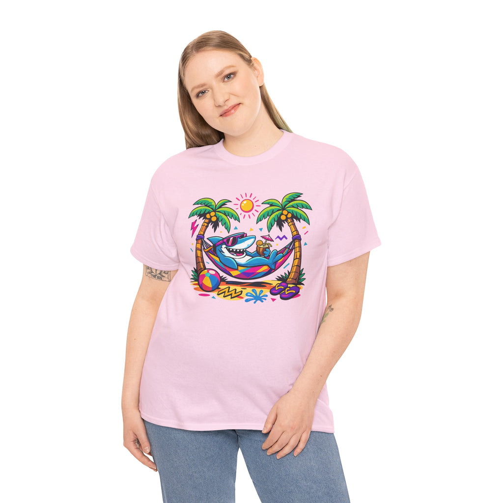 Beach Shark Hammock T‑Shirt — Tropical Summer Vibes Graphic Tee