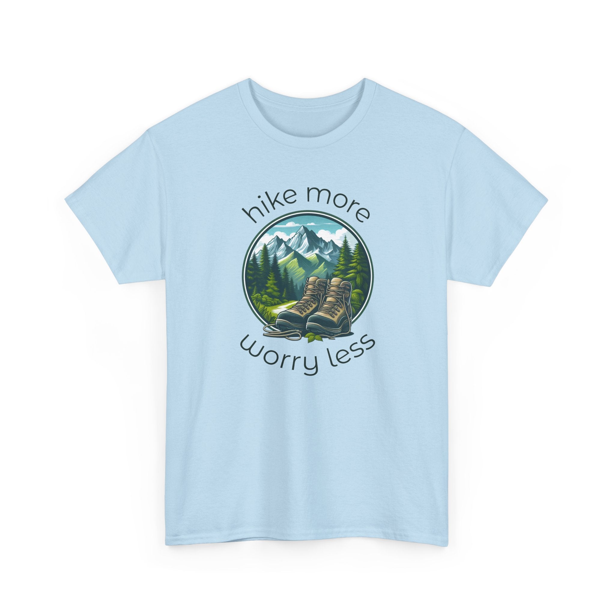 Hike More Worry Less T-Shirt — Nature Hiking Graphic Tee