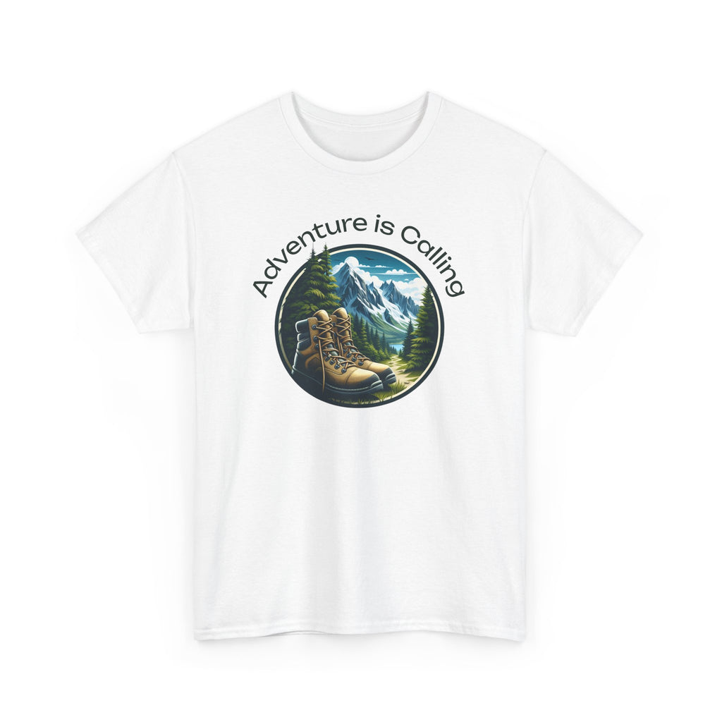 Adventure Is Calling Hiking T‑Shirt — Mountain Boots Outdoor Tee
