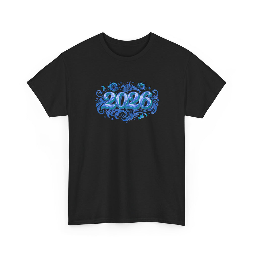 2026 Decorative Script Tee — New Year Celebration T-Shirt