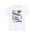 Gen Z Graphic Tee — Trendy Sticker-Style Words Design