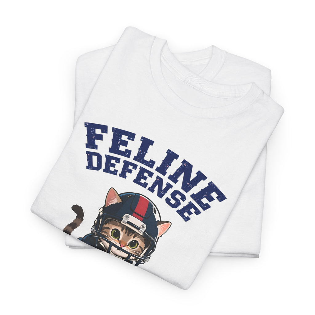 Feline Defense Force T-Shirt — Cute Football Cat Tee for Cat Lovers & Sports Fans